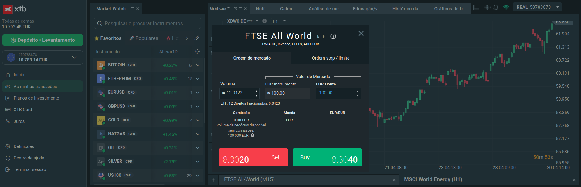 comprar ações fracionadas xtb portugal
